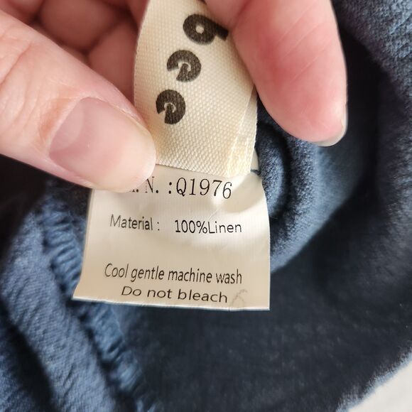 Minibee 100% Linen Lagenlook Coastal Beach Button Up Front Pockets Women SZ L - Picture 5 of 16